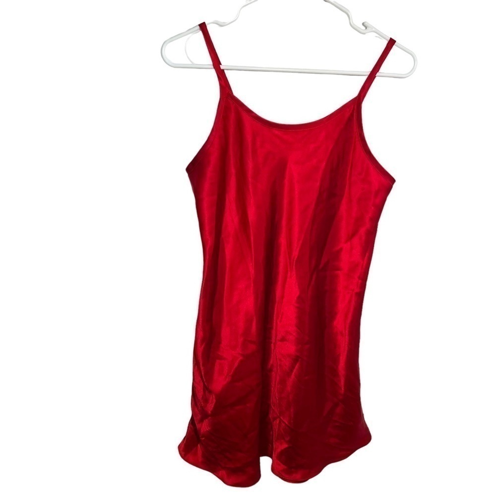 Vintage Gilligan & O'Malley Women's Size Small Nightie Slip Dress Red Scoop Neck